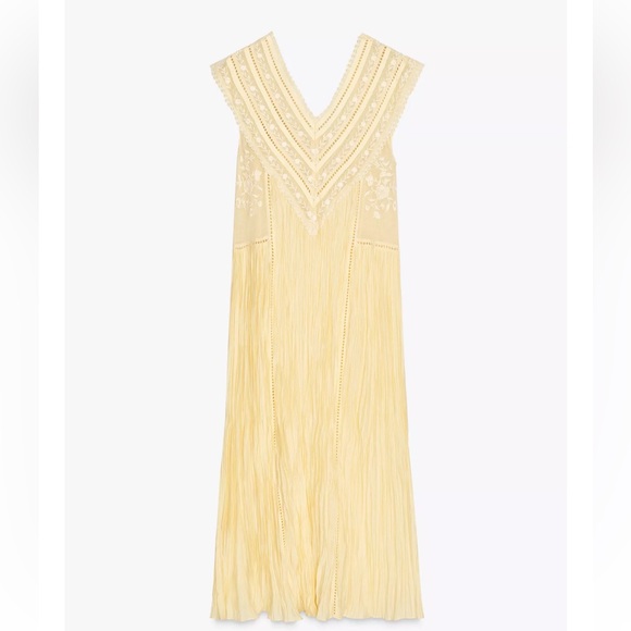 Zara ZW collection Embroidered Pleated Dress - Picture 10 of 13